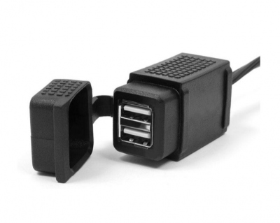 2x Gniazdo USB na kierownicę motocykla gumowa obudowa 3.1A MUS08