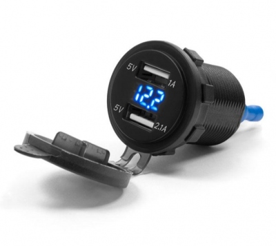 Gniazdo 2x USB do ładowania telefonu nawigacji w motocyklu BTMUS10