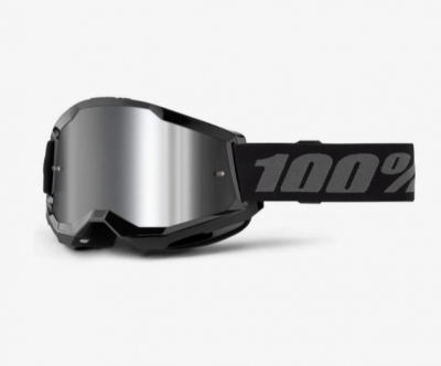 Gogle 100% Strata 2 SILVER lustrzane czarno/szare